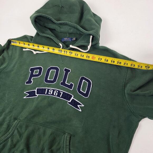 Polo Ralph Lauren Sweatshirt Hoodie Mens XL Green POLO 1967 Applique Pullover - Picture 6 of 10